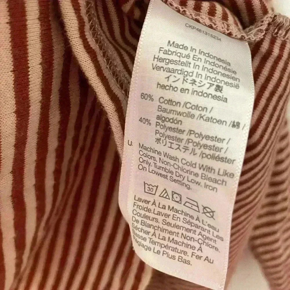 MADEWELL DUSTY REDWOOD LONG SLEEVE DOUBLE-FACED STRIPED HENLEY TEE TOP Size XS - Picture 5 of 10